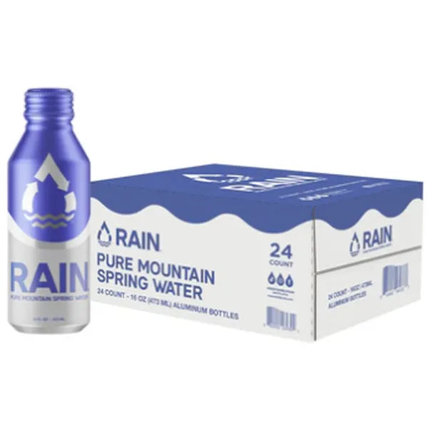 RAIN® – Pure Mountain Spring Water 16 FLOZ/473 mL , Recyclable Aluminum Bottle